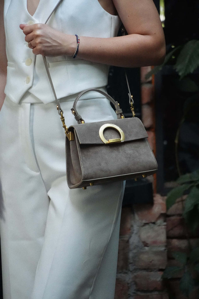 DIANA Mini Grej Velur - Handbags - ONOCAN