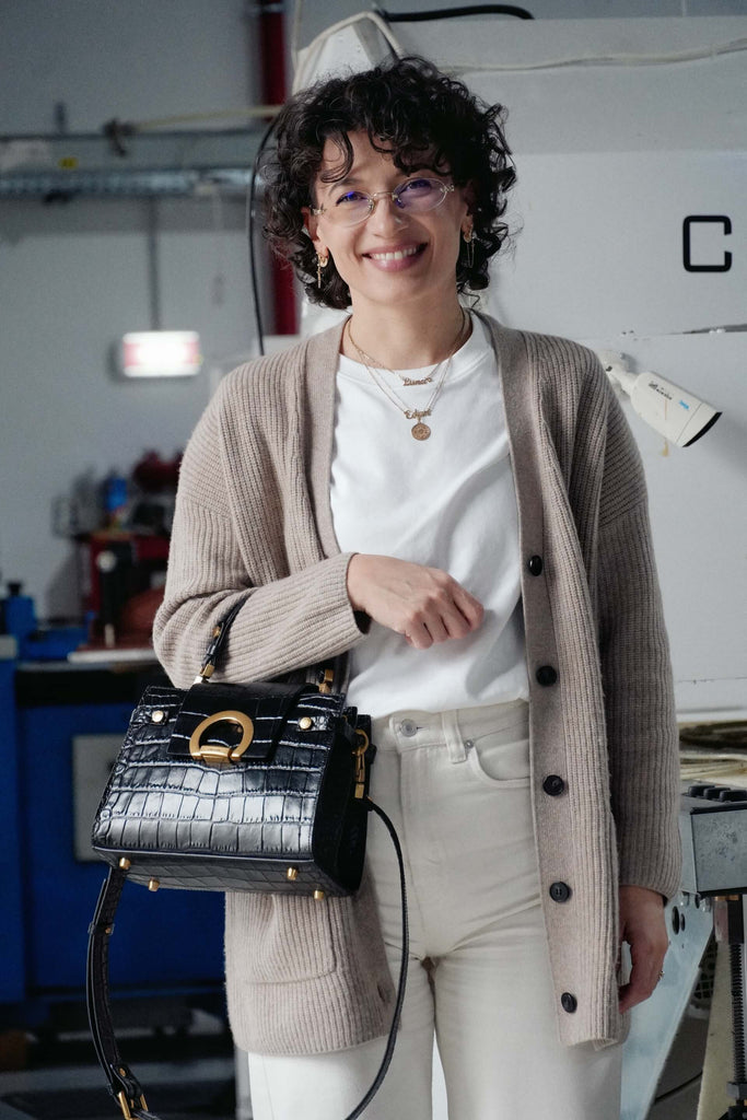 KARINA Midi Negru Croco - Handbags - ONOCAN