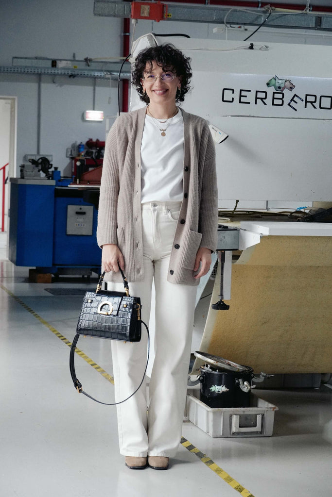 KARINA Midi Negru Croco - Handbags - ONOCAN