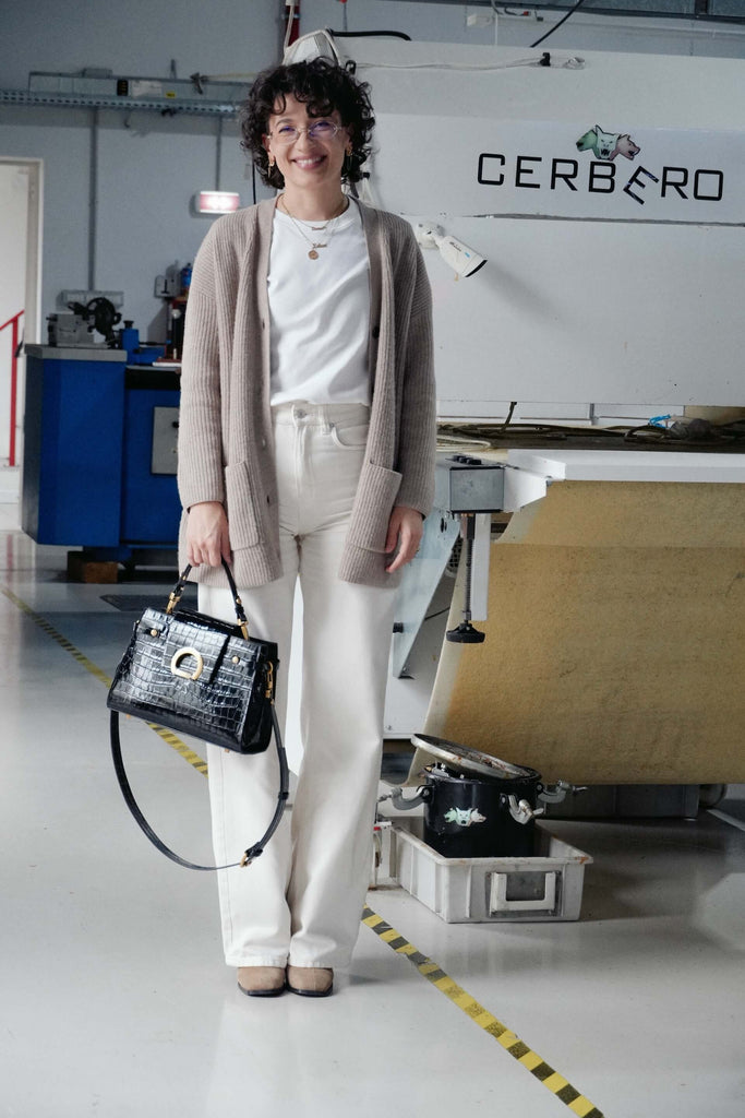 KARINA Negru Croco Lucios - Handbags - ONOCAN