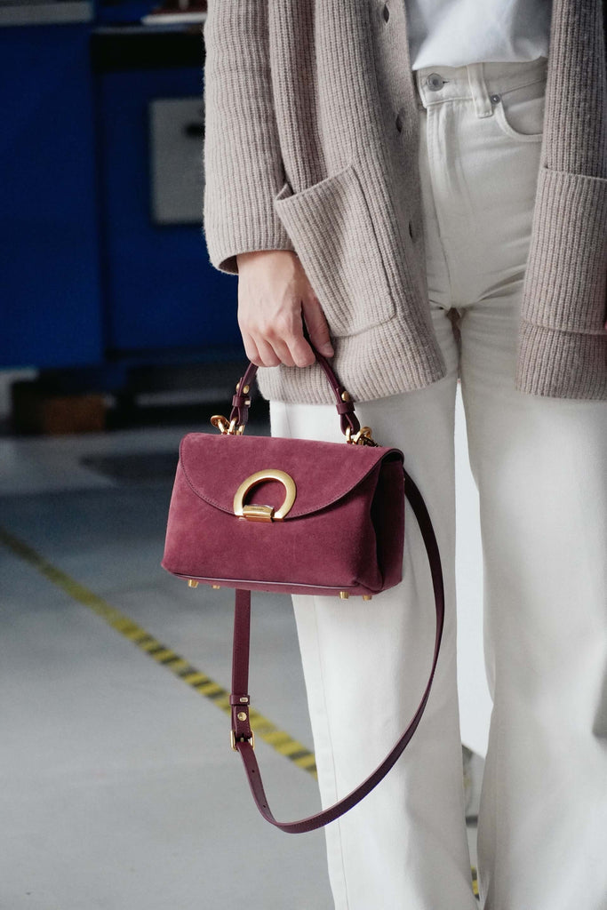 LILYBETH Burgundy Wine Velur - Handbags - ONOCAN