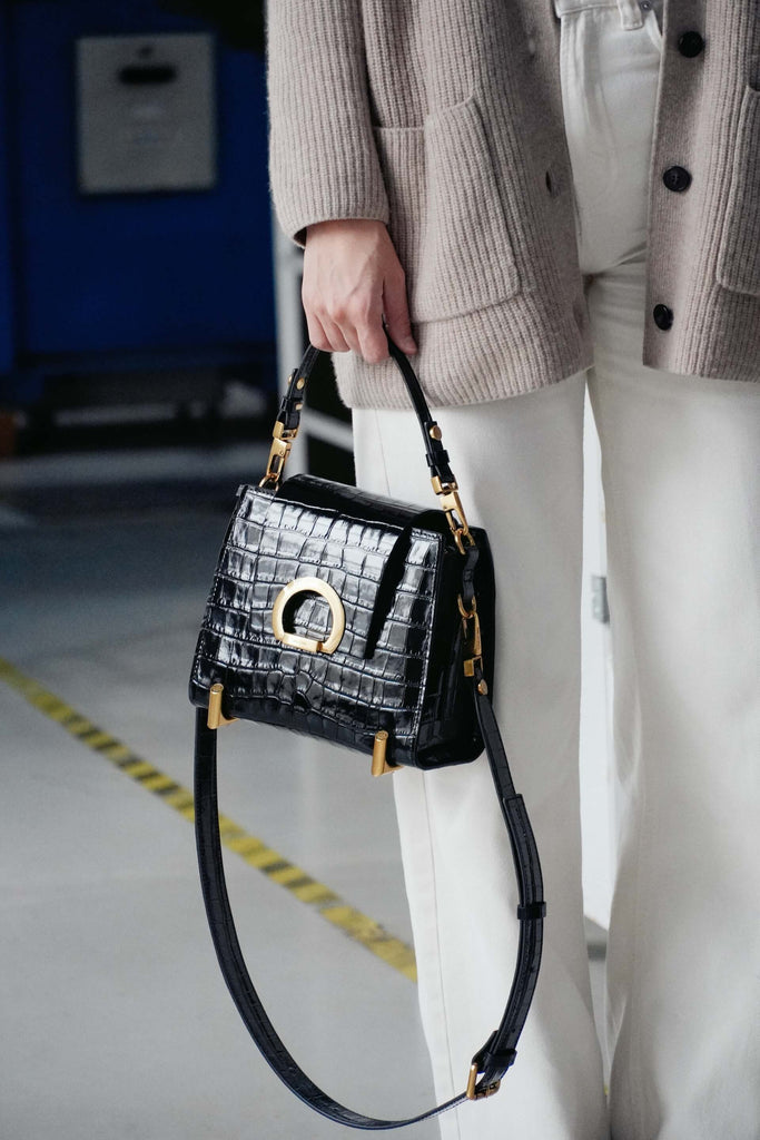 RITA Negru Croco Lucios - Handbags - ONOCAN