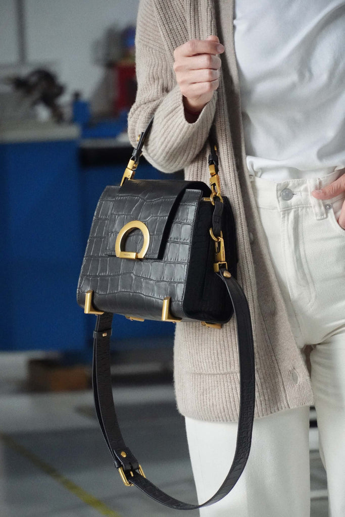 RITA Negru Croco Mat - Handbags - ONOCAN