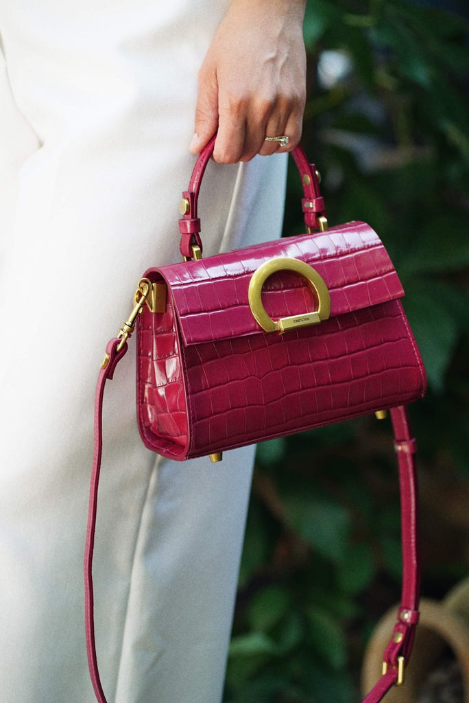 DIANA Mini Magenta Croco - Handbags - ONOCAN