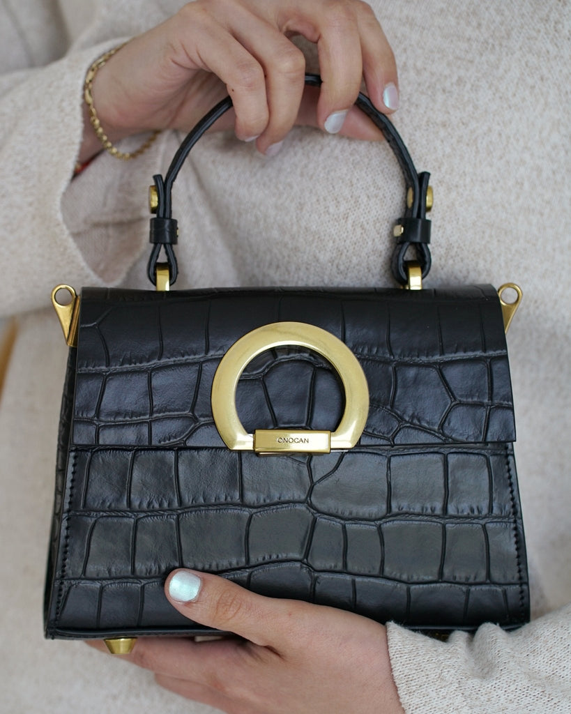 DIANA Mini Negru Croco - Handbags - ONOCAN