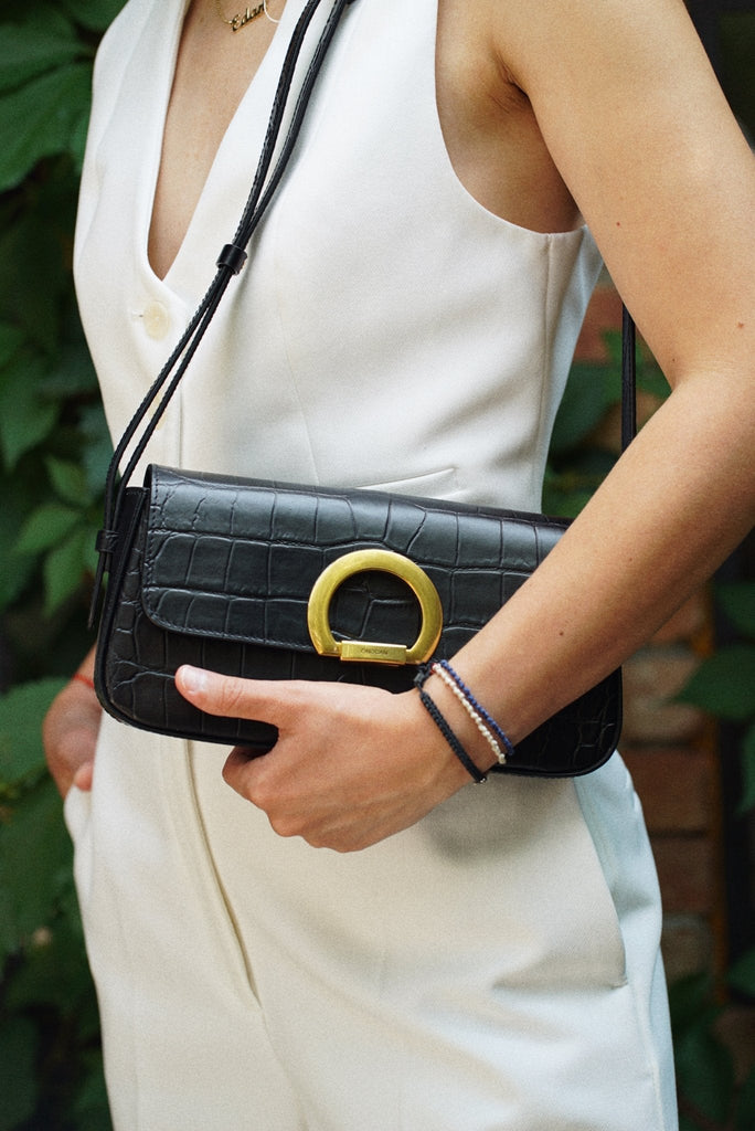 EVA Negru Croco Lucios - Handbags - ONOCAN