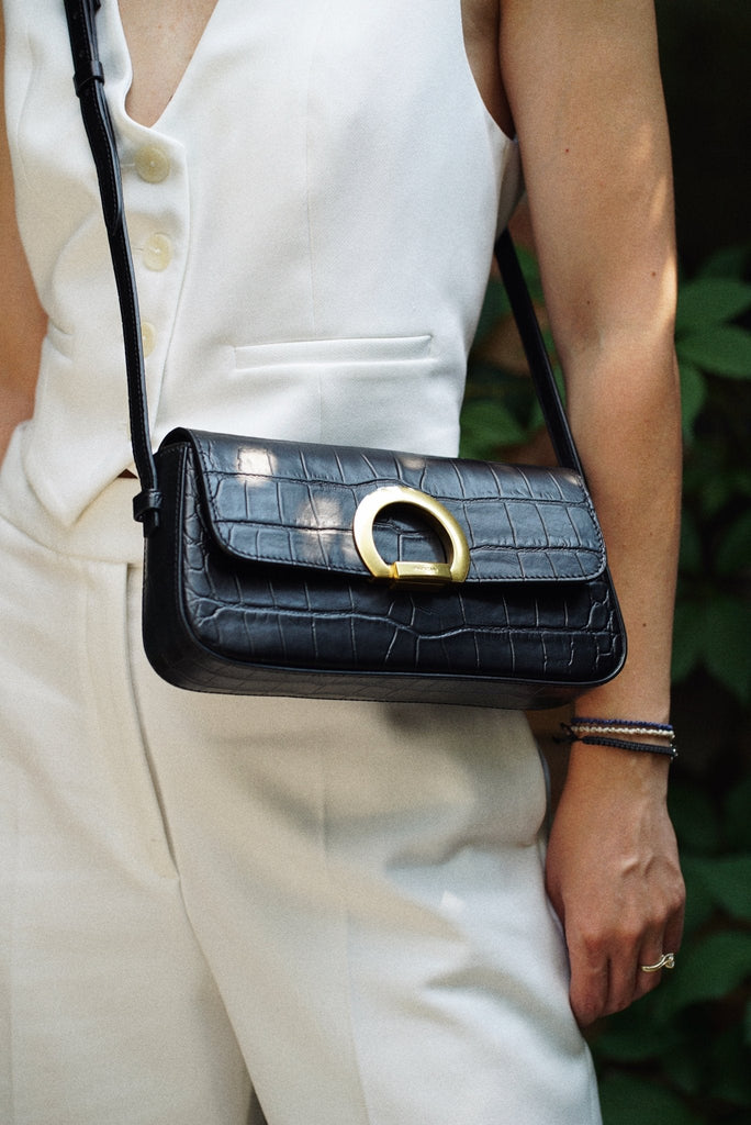 EVA Negru Croco Lucios - Handbags - ONOCAN