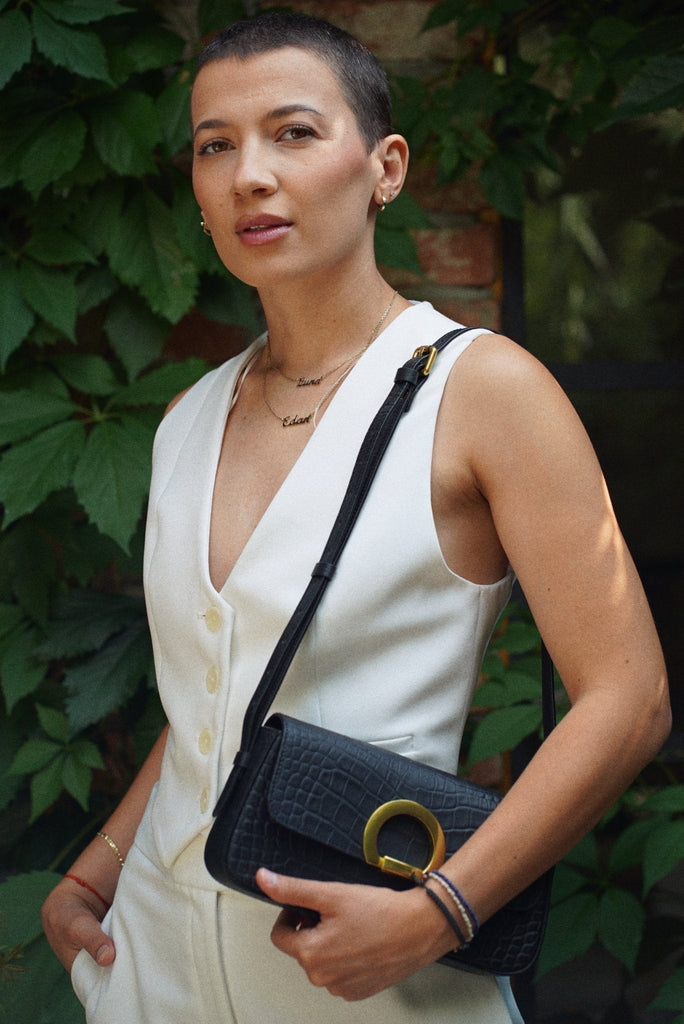 EVA Negru Mat Croco - Handbags - ONOCAN