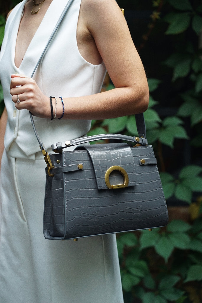 KARINA Grey Croco - Handbags - ONOCAN
