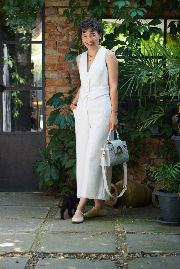 KARINA Midi Ice White Croco - Handbags - ONOCAN