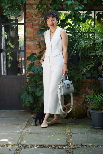 KARINA Midi Ice White Croco - Handbags - ONOCAN
