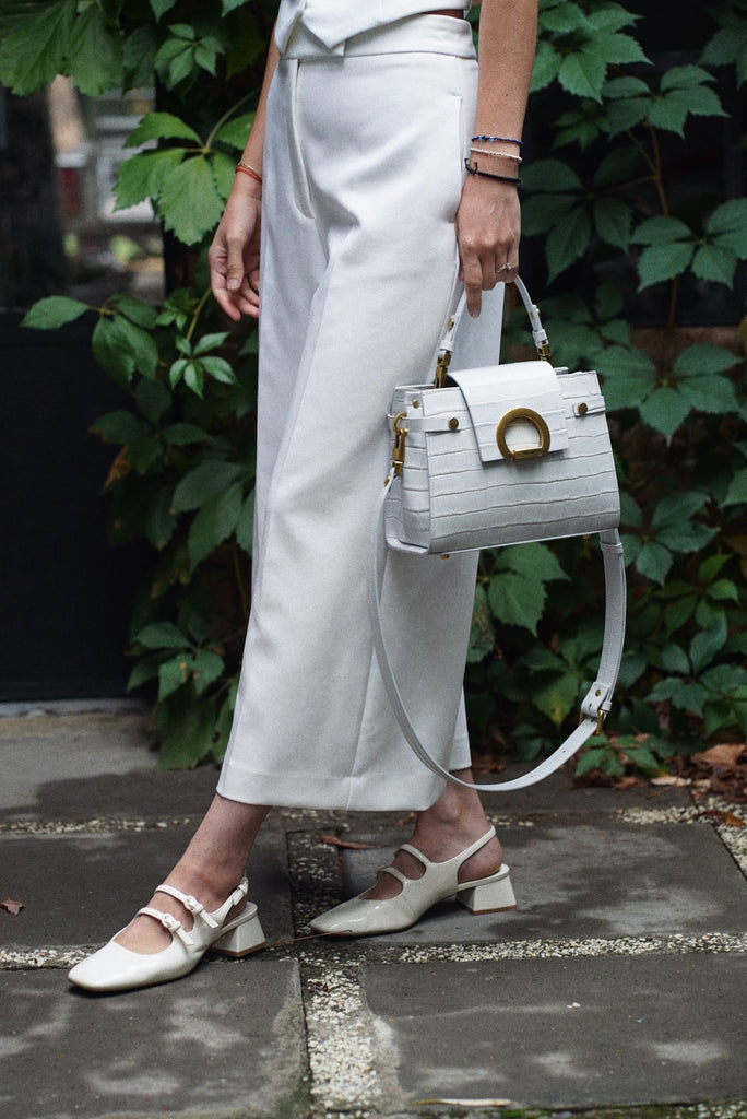 KARINA Midi Ice White Croco - Handbags - ONOCAN