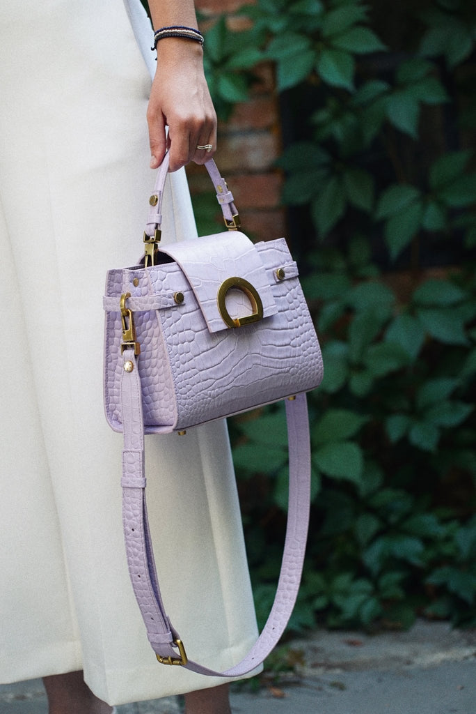 KARINA Midi Lavanda Croco - Handbags - ONOCAN