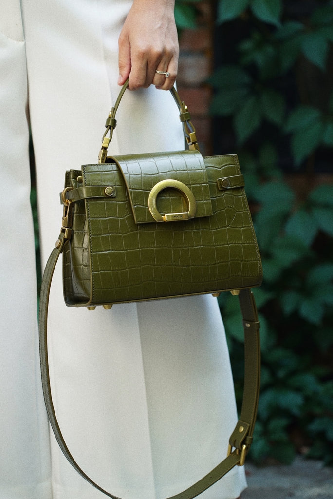 KARINA Midi Olive Croco - Handbags - ONOCAN