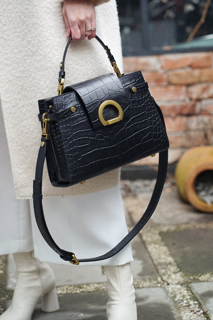 KARINA Negru Croco Mat - Handbags - ONOCAN