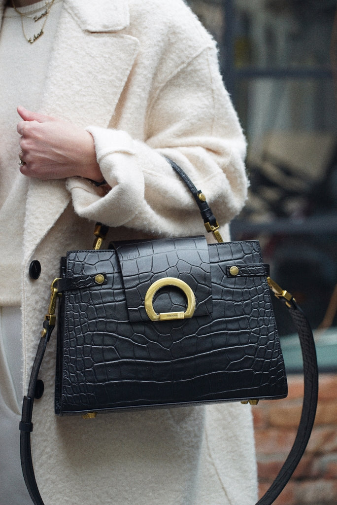 KARINA Negru Croco Mat - Handbags - ONOCAN