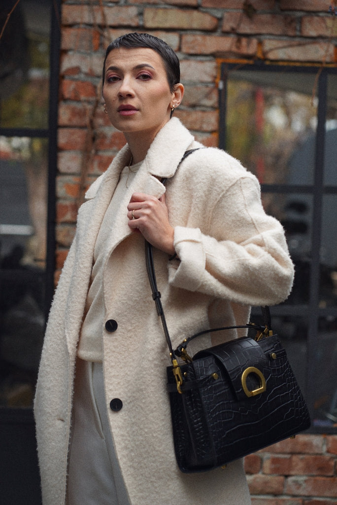 KARINA Negru Croco Mat - Handbags - ONOCAN