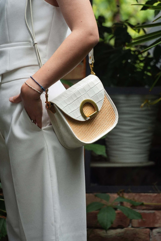 LILY RAFFIA Alb Croco - Handbags - ONOCAN