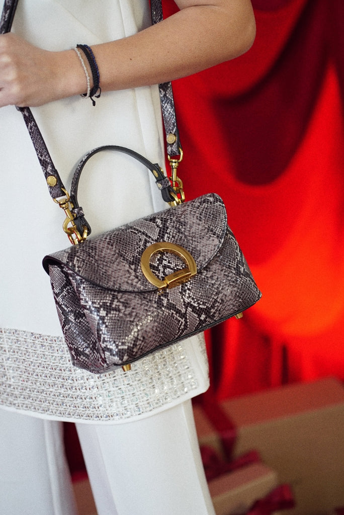 LILYBETH Grey Snake - Handbags - ONOCAN