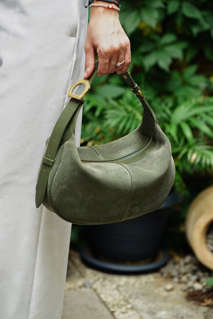 OLIVIA Large Verde Velur - Handbags - ONOCAN