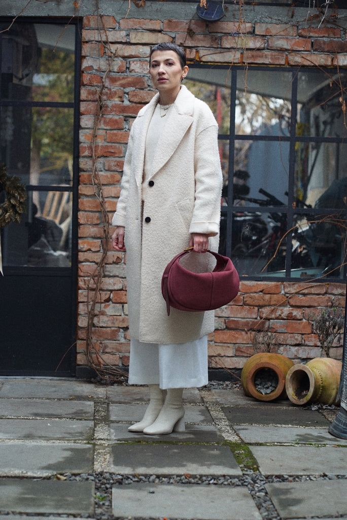 OLIVIA Midi Burgundy Velur - Handbags - ONOCAN