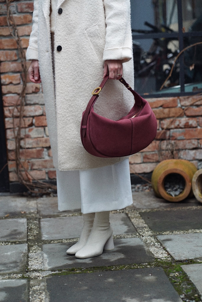 OLIVIA Midi Burgundy Velur - Handbags - ONOCAN