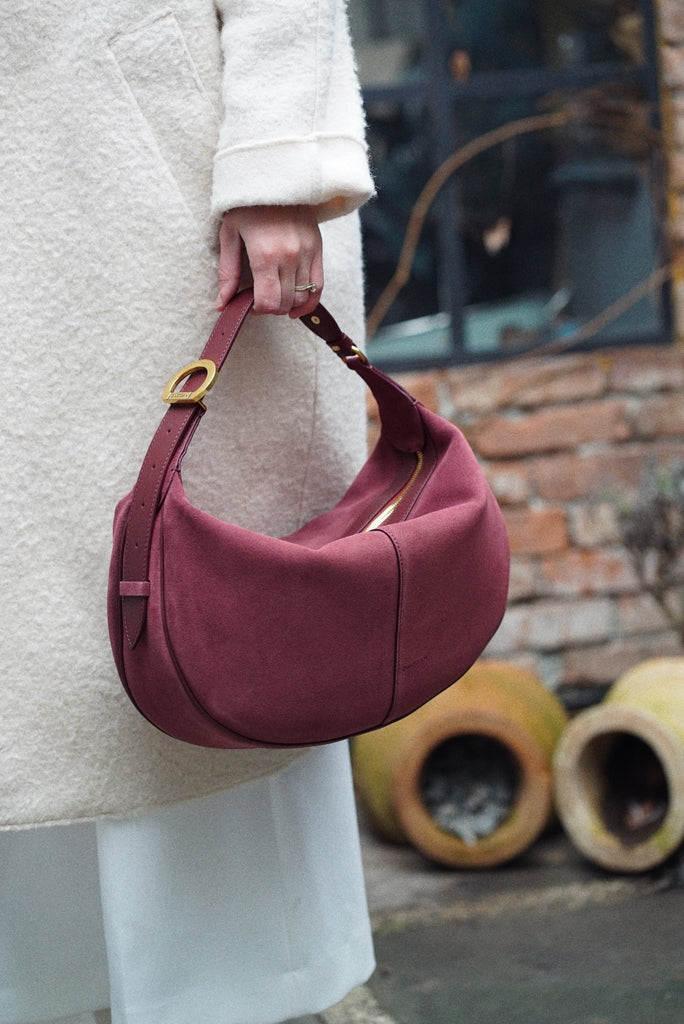 OLIVIA Midi Burgundy Velur - Handbags - ONOCAN