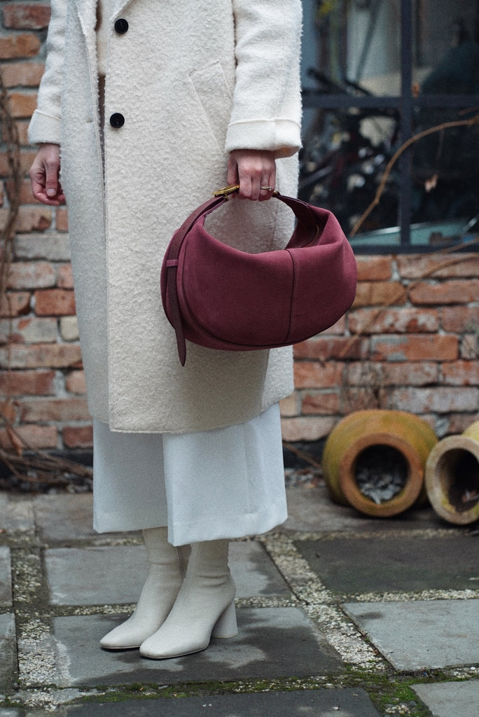 OLIVIA Midi Burgundy Velur - Handbags - ONOCAN