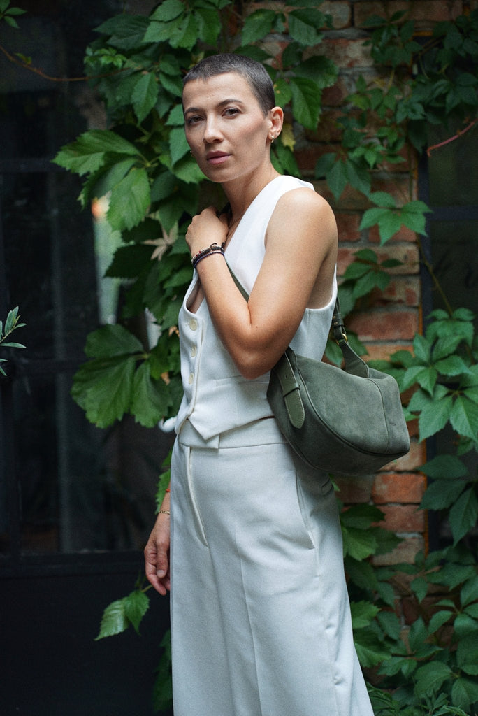 OLIVIA Midi Verde Velur - Handbags - ONOCAN
