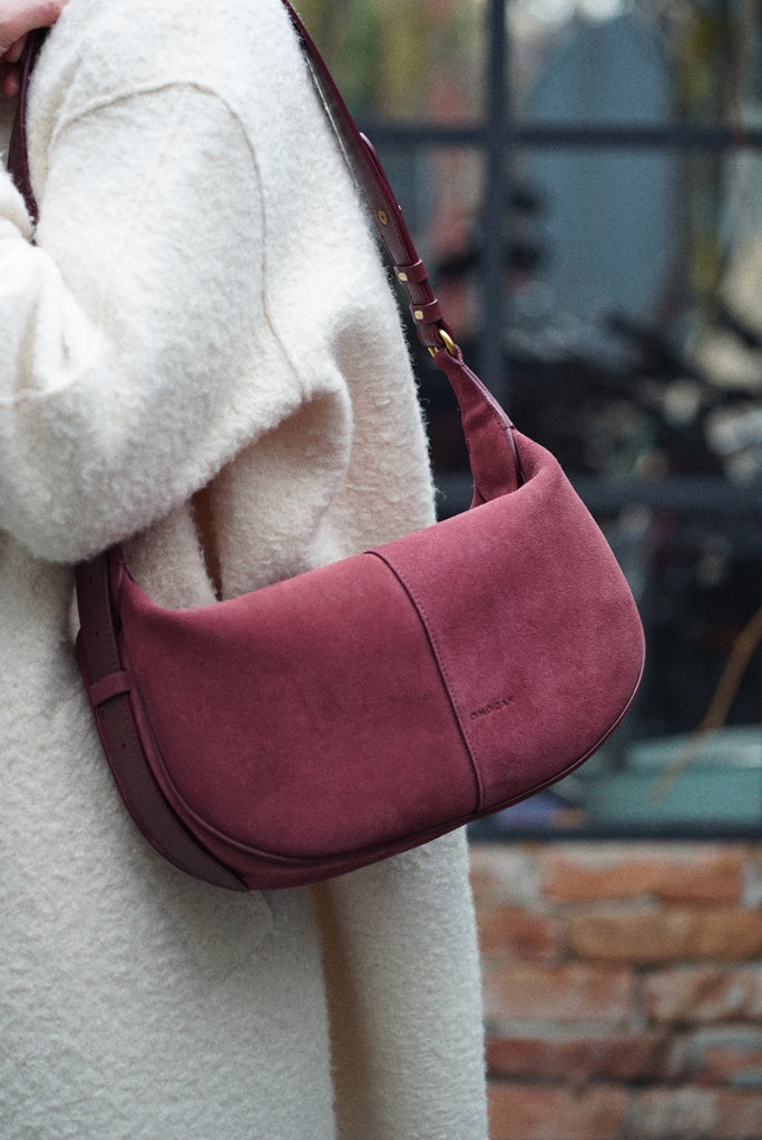 OLIVIA Mini Burgundy Velur - Handbags - ONOCAN