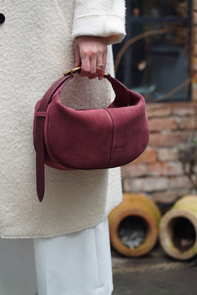 OLIVIA Mini Burgundy Velur - Handbags - ONOCAN