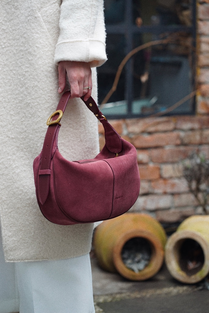 OLIVIA Mini Burgundy Velur - Handbags - ONOCAN