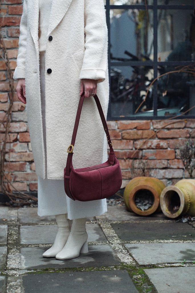 OLIVIA Mini Burgundy Velur - Handbags - ONOCAN