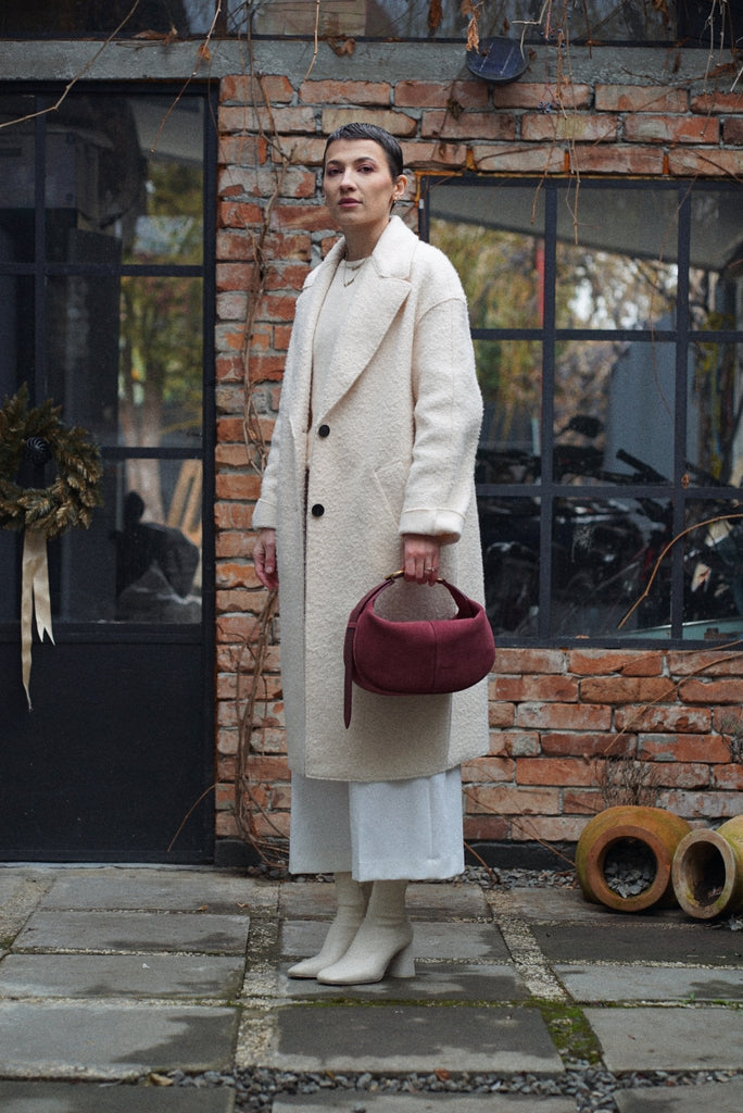 OLIVIA Small Burgundy Velur - Handbags - ONOCAN