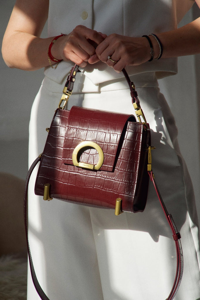 RITA Burgundy Croco - Handbags - ONOCAN