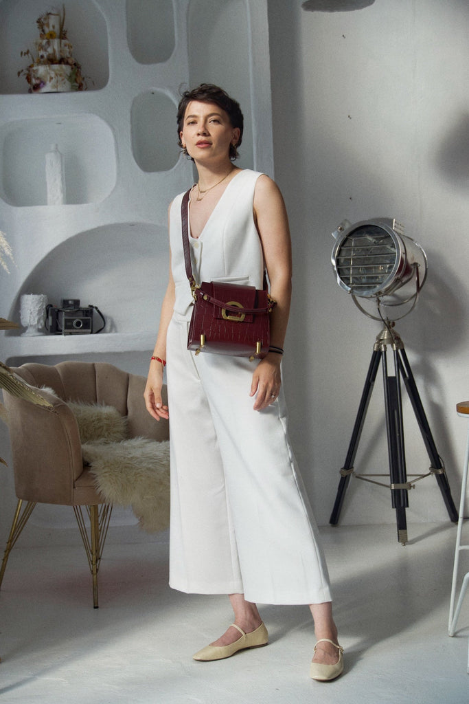 RITA Burgundy Croco - Handbags - ONOCAN