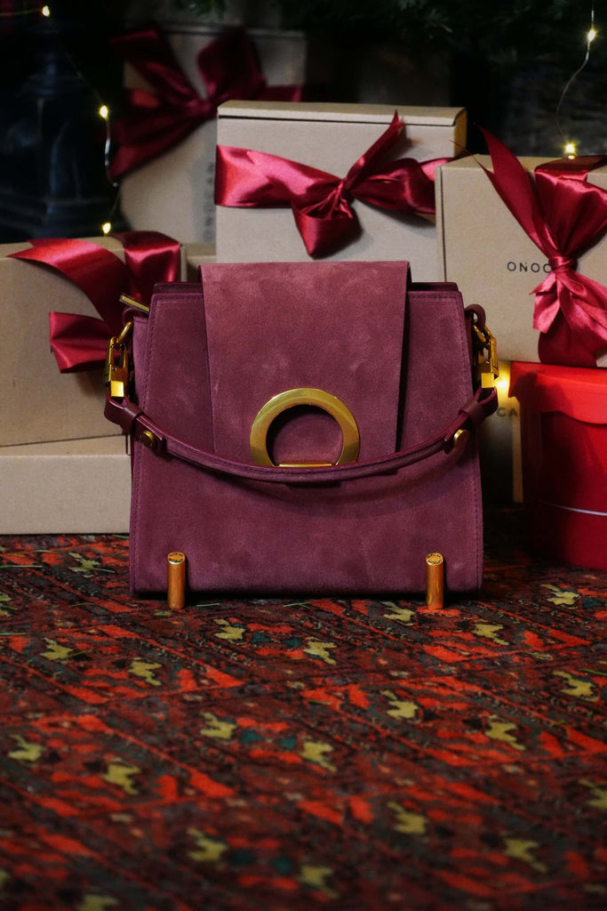 RITA Burgundy Velur - Handbags - ONOCAN