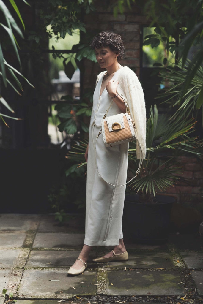 RITA RAFFIA Alb Croco - Handbags - ONOCAN